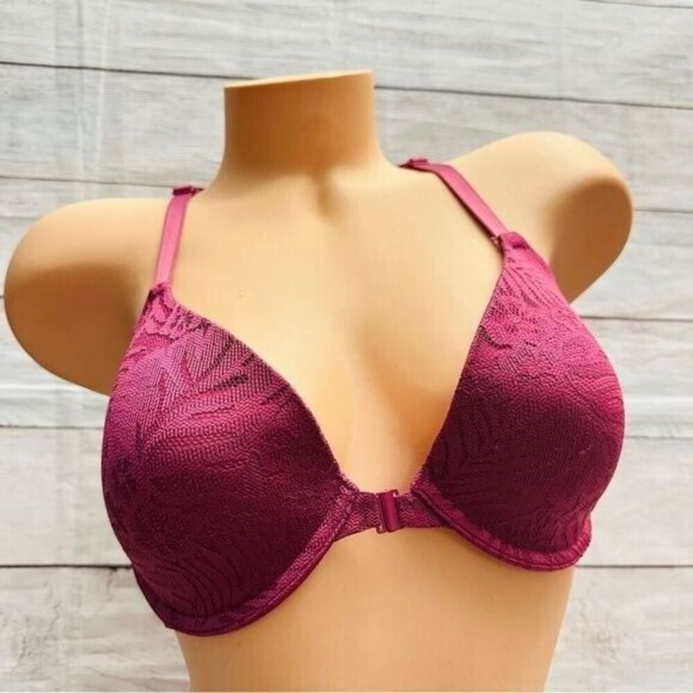Victoria's Secret Bra 32DD‎ PINK Floral Lightly Lined Front Close Wired